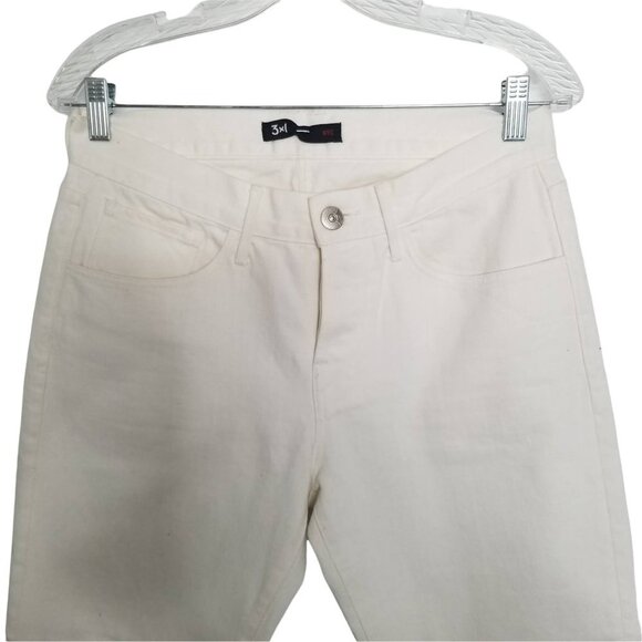 3x1 Bianca Women's Cropped White Fringe Straight Leg 100% Cotton Jeans 2… - Picture 4 of 11